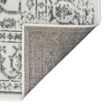 8' Gray and Light Gray Floral Power Loom Round Rug