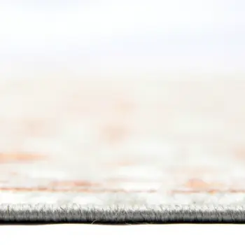 8' Rust and Gray Floral Power Loom Round Rug