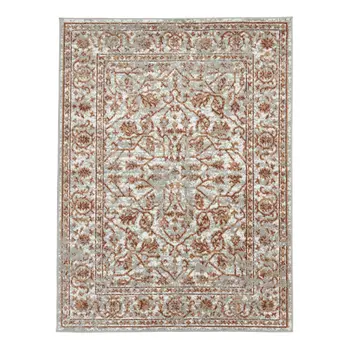 9' X 12' Rust and Gray Floral Power Loom Area Rug