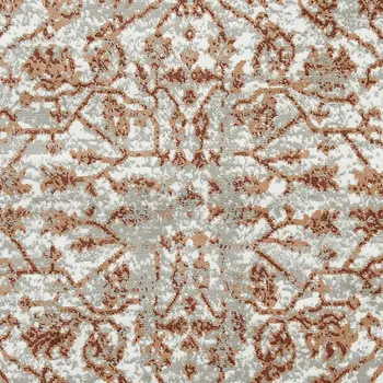 9' X 12' Rust and Gray Floral Power Loom Area Rug
