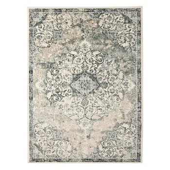 8' X 10' Charcoal and Gray Medallion Power Loom Area Rug