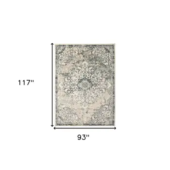8' X 10' Charcoal and Gray Medallion Power Loom Area Rug