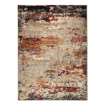 9' X 12' Orange and Black Abstract Power Loom Area Rug