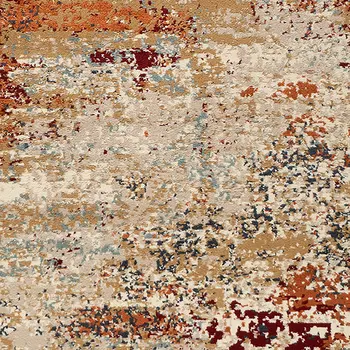 9' X 12' Orange and Black Abstract Power Loom Area Rug