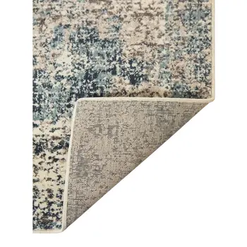 5' X 8' Ivory Blue and Gray Abstract Power Loom Area Rug