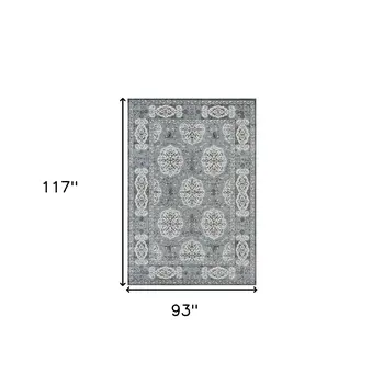 8' X 10' Charcoal and Ivory Medallion Power Loom Area Rug