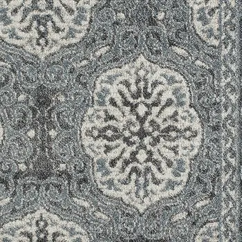 9' X 12' Charcoal and Ivory Medallion Power Loom Area Rug