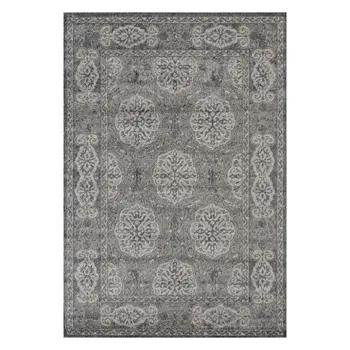 8' X 10' Charcoal and Gray Medallion Power Loom Area Rug