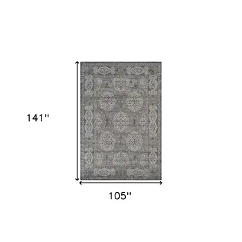 9' X 12' Charcoal and Gray Medallion Power Loom Area Rug