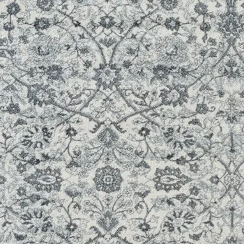 2' X 3' Charcoal Ivory And Light Blue Oriental Area Rug