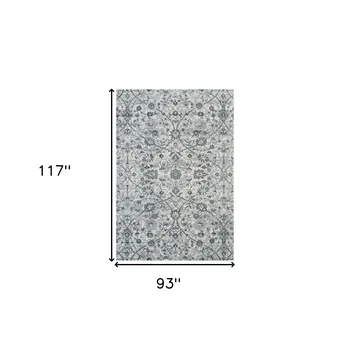 8' X 10' Charcoal and Gray Oriental Power Loom Area Rug