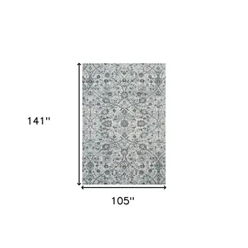 9' X 12' Charcoal and Gray Floral Power Loom Area Rug