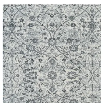 9' X 12' Charcoal and Gray Floral Power Loom Area Rug