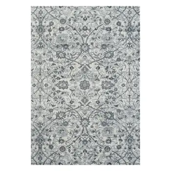 9' X 12' Charcoal and Gray Floral Power Loom Area Rug