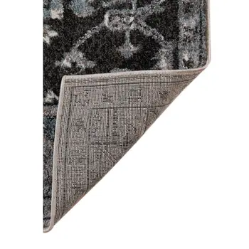 6' Black And Gray Medallion Runner Rug