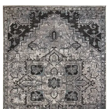 4' X 6' Black And Gray Medallion Area Rug
