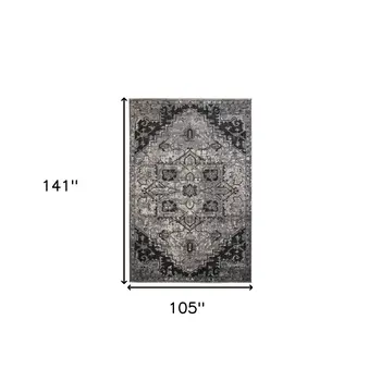 9' X 12' Black And Gray Medallion Area Rug