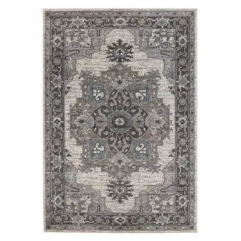 8' X 10' Ivory Taupe and Gray Medallion Power Loom Area Rug