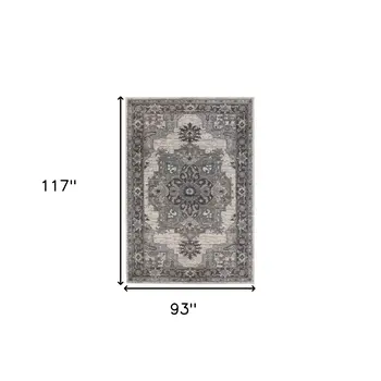 8' X 10' Ivory Taupe and Gray Medallion Power Loom Area Rug