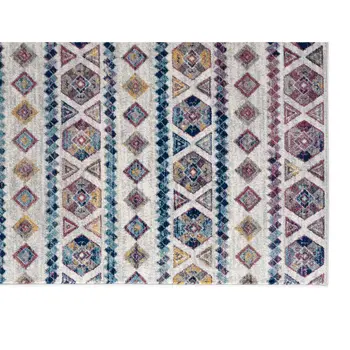 9' X 12' Ivory Blue and Orange Geometric Power Loom Area Rug