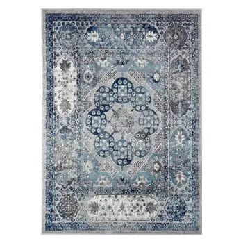 9' X 12' Ivory Blue And Gray Medallion Area Rug