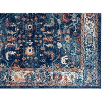 10' Blue Rust and Orange Oriental Power Loom Runner Rug