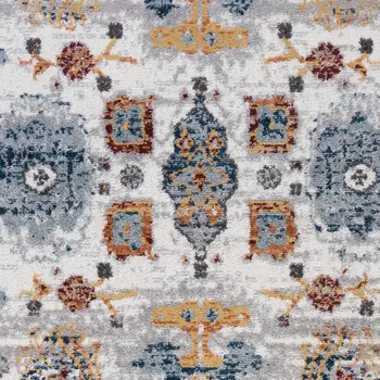 8' X 10' Ivory Brown and Orange Floral Power Loom Area Rug