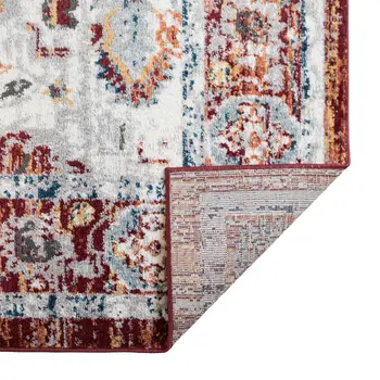 8' X 10' Ivory Brown and Orange Floral Power Loom Area Rug