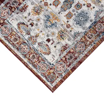 9' X 12' Ivory Brown and Orange Floral Power Loom Area Rug