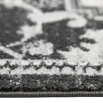 9' X 12' Ivory Black and Gray Medallion Power Loom Area Rug