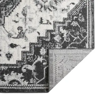 9' X 12' Ivory Black and Gray Medallion Power Loom Area Rug