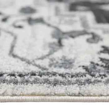 9' X 12' Gray and Dark Gray Medallion Power Loom Area Rug