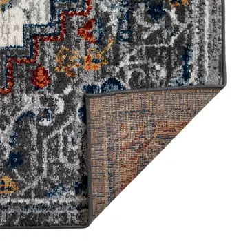 6' Gray Rust and Orange Medallion Power Loom Runner Rug