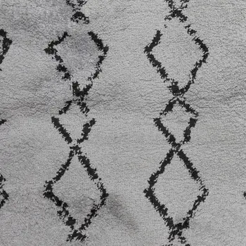 10' Black And Gray Geometric Shag Runner Rug
