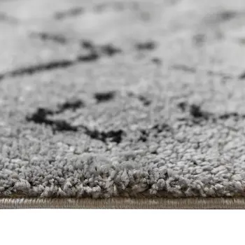 10' Black And Gray Geometric Shag Runner Rug