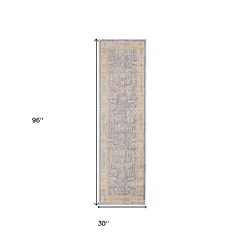 8' Lavender And Orange Floral Runner Rug