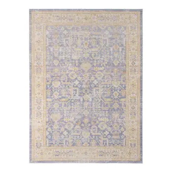 8' X 10' Lavender And Orange Floral Area Rug
