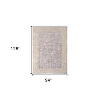 8' X 10' Lavender And Orange Floral Area Rug