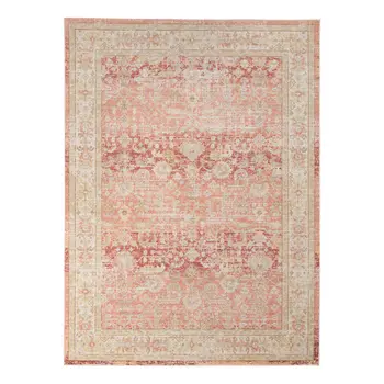4' X 6' Salmon And Tan Floral Area Rug