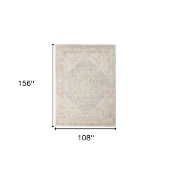 9' X 13' Tan And Gray Medallion Distressed Area Rug
