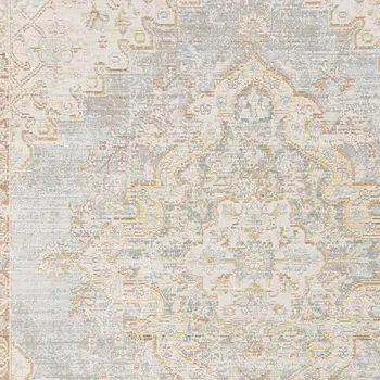 4' X 6' Beige And Gray Medallion Area Rug