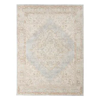 5' X 7' Beige And Gray Medallion Area Rug