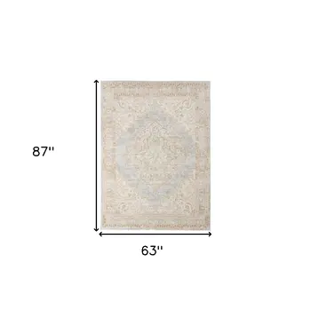 5' X 7' Beige And Gray Medallion Area Rug