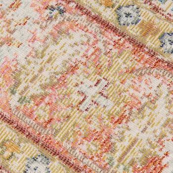 8' Blue Gold And Orange Floral Runner Rug