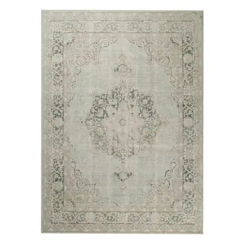 4' X 6' Green And Light Gray Medallion Area Rug