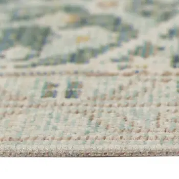 4' X 6' Green And Light Gray Medallion Area Rug