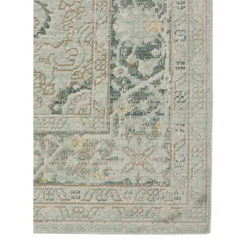 4' X 6' Green And Light Gray Medallion Area Rug