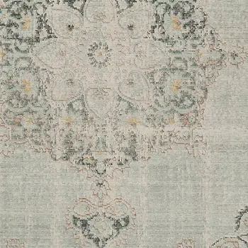 8' X 10' Green And Light Gray Medallion Area Rug