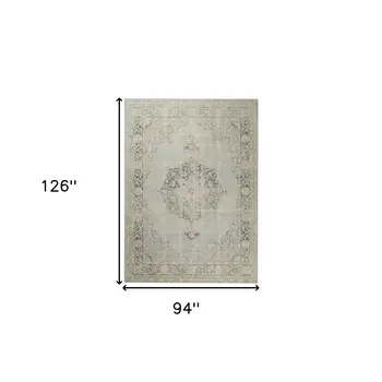 8' X 10' Green And Light Gray Medallion Area Rug