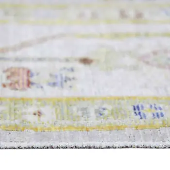 9' X 13' Ivory Blue And Charcoal Floral Area Rug